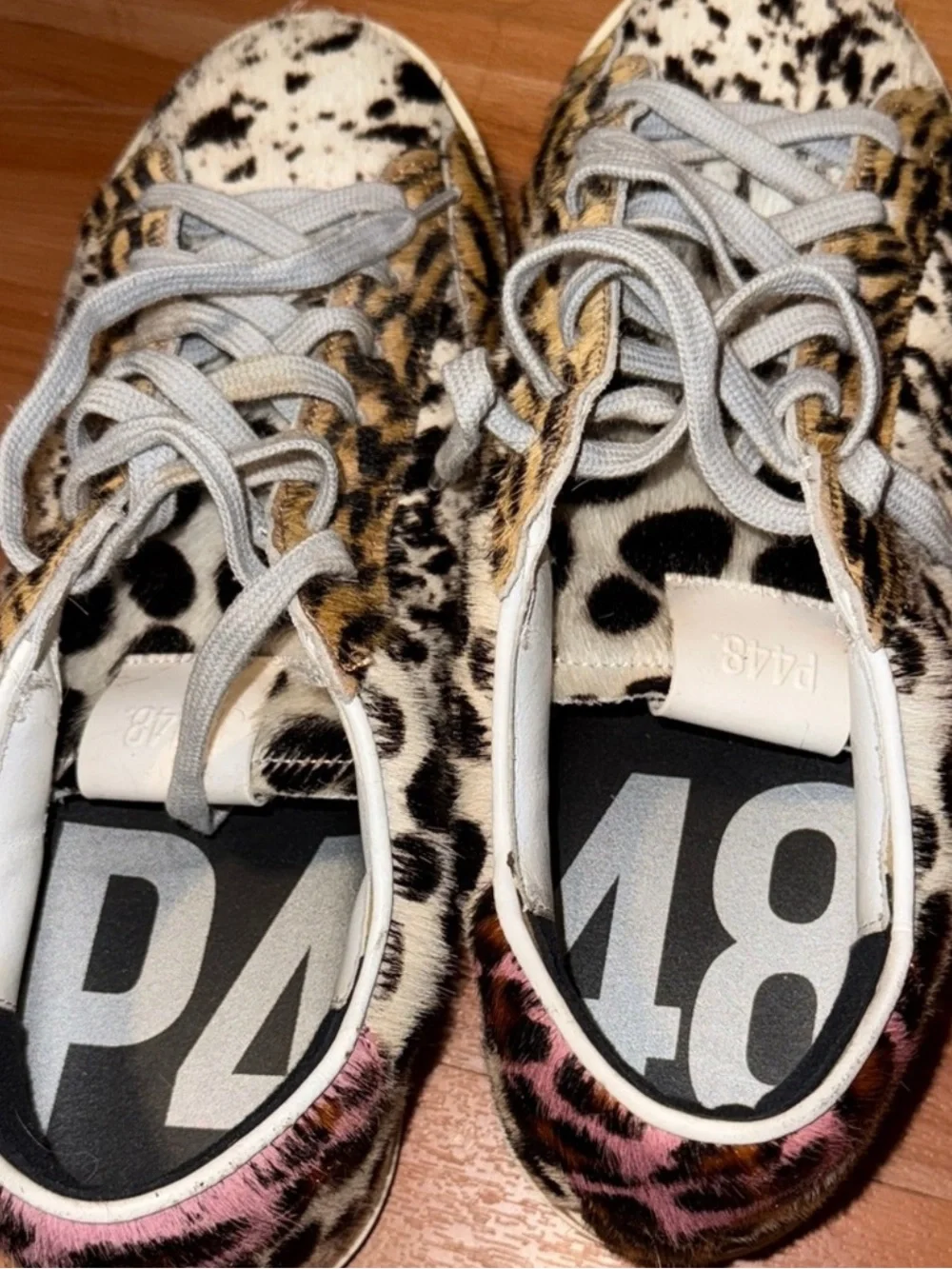 P448 Leopard-Print Low-Top Sneakers in Black, White & Tan - Picture 3 of 16